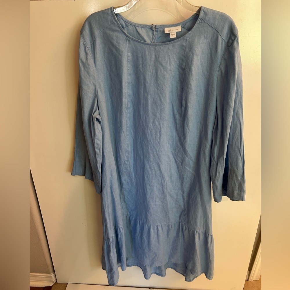 J. Jill Linen Shift Dress Cornflower Blue Cottagecore Beach Vacation  XL - Picture 2 of 9